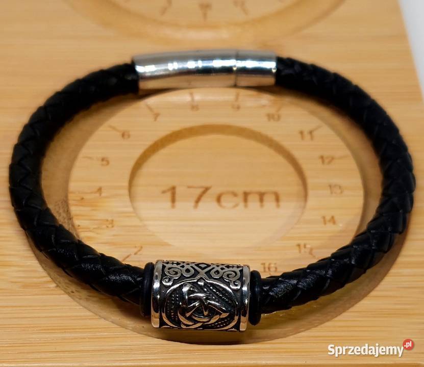 BRANSOLETKA RUNA TRIQUETRA STAL 316L SKÓRA NA sprzedam