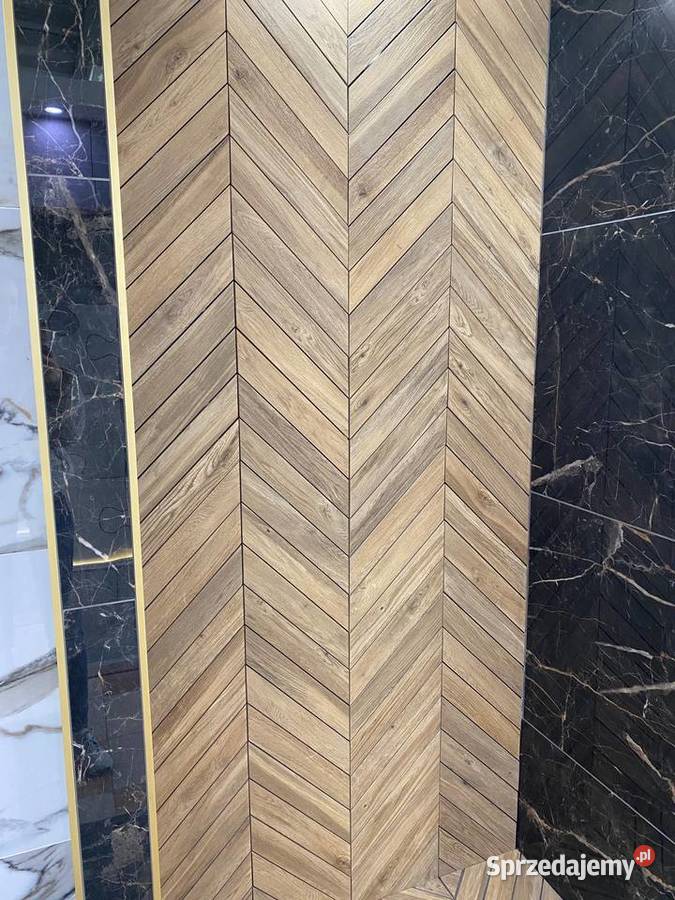 Płytki JODŁA FRANCUSKA drewno 32x6 CHEVRON DĄB Łask