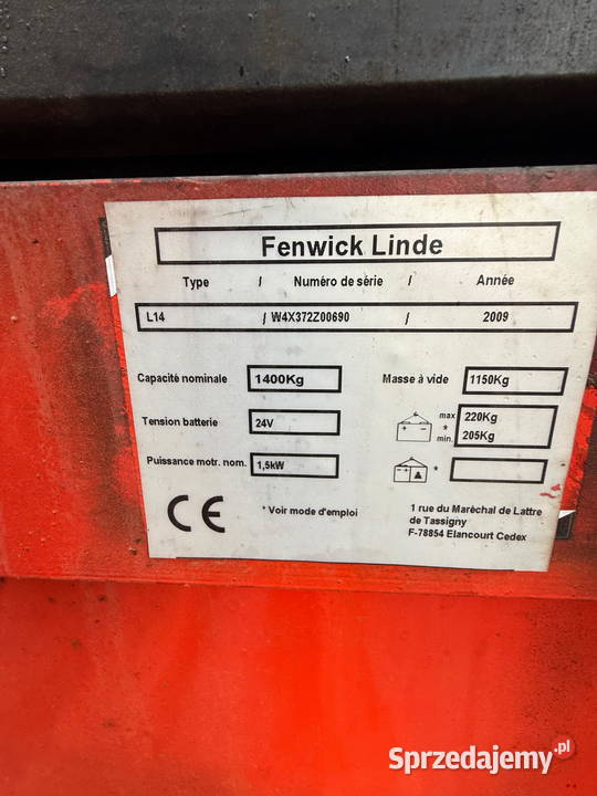 paleciak elektryczny LINDE L14 1400 Triplex 43m sprzedam