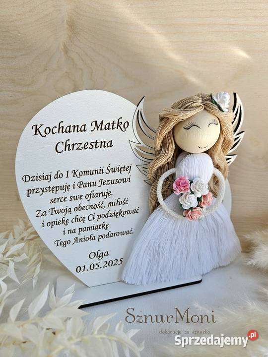 Anioł z dedykacją podziękowanie na komunię Ostrożeń Drugi sprzedam