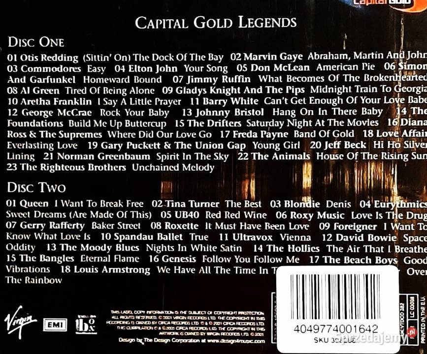 Składankę 2CD Capital Gold Legends 40 Suiper rock świętokrzyskie Ostrowiec Świętokrzyski