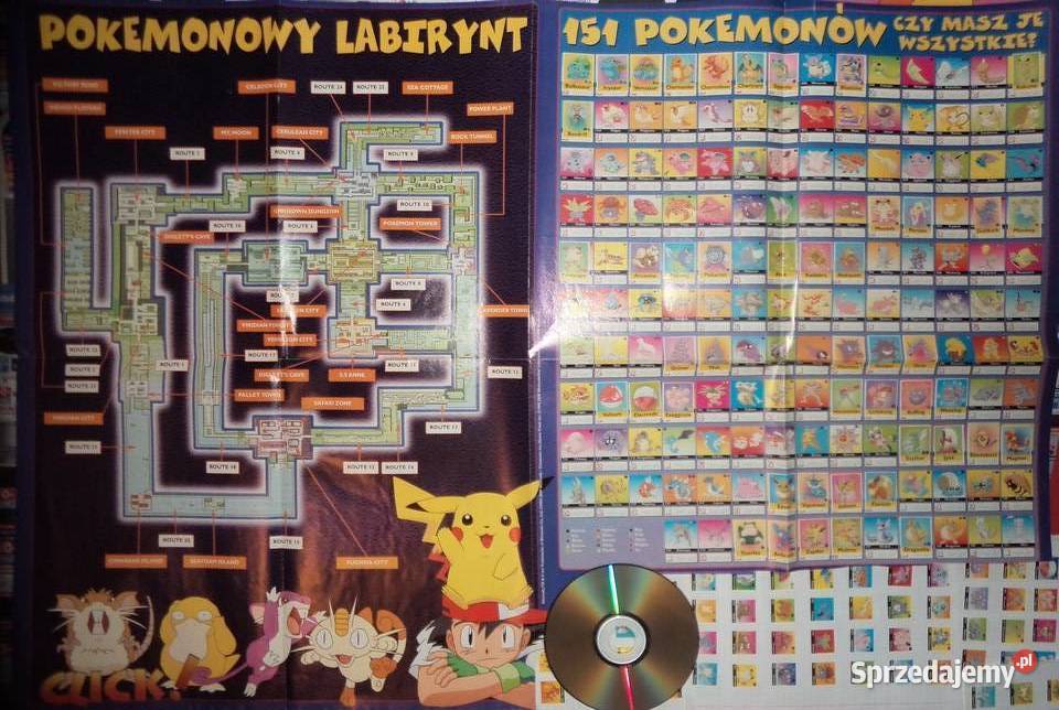 Pokemony plakat 151 Pokemonów NAKLEJKI Rzeszów