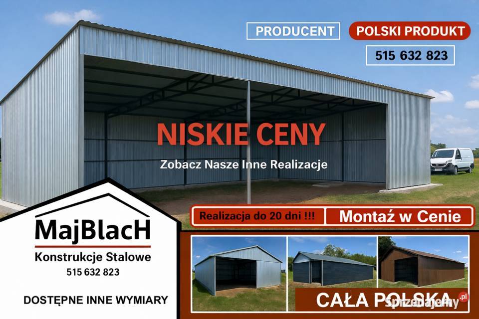 Garaż Blaszany Ocynkowany Garaż Blaszany HALA Pajęczno