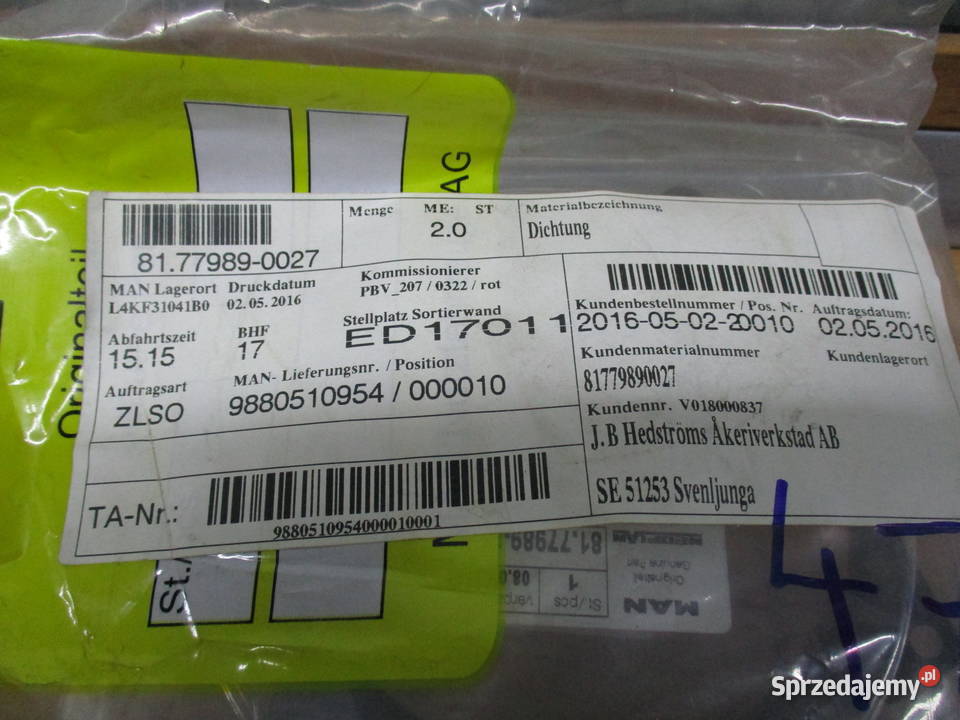 Uszczelka dmuchawy Man 81779890027 Mogilno