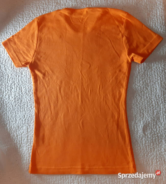 Pomarańczowa koszulka z bawełny Tshirt Vneck Warszawa