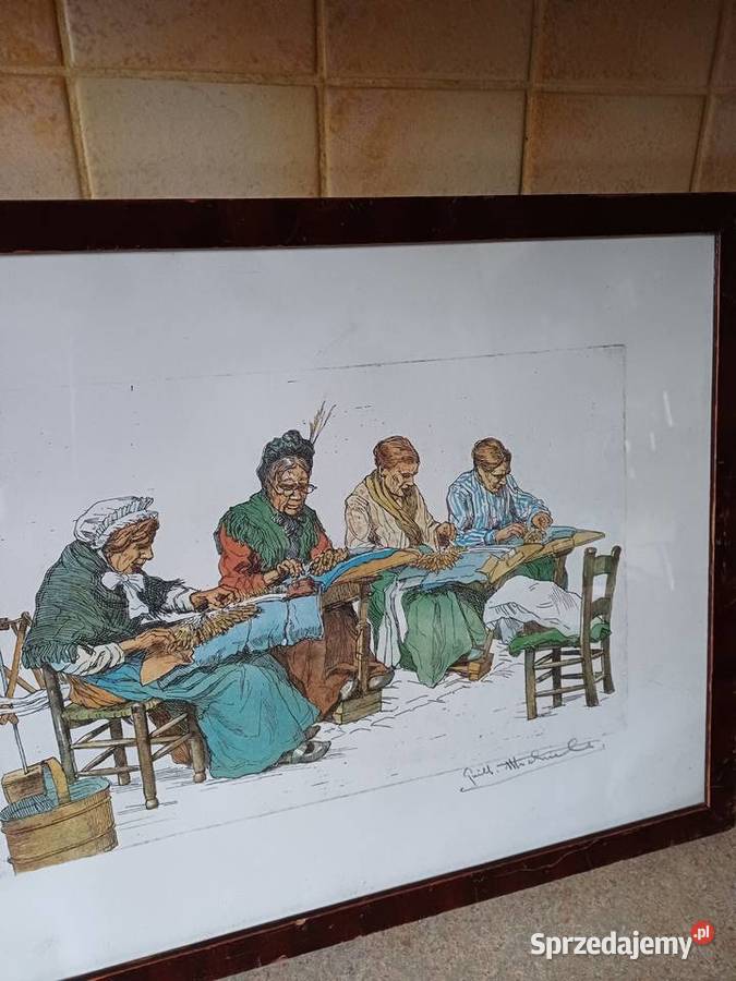 vintage obraz kolorowy grawer Nowy Targ sprzedam