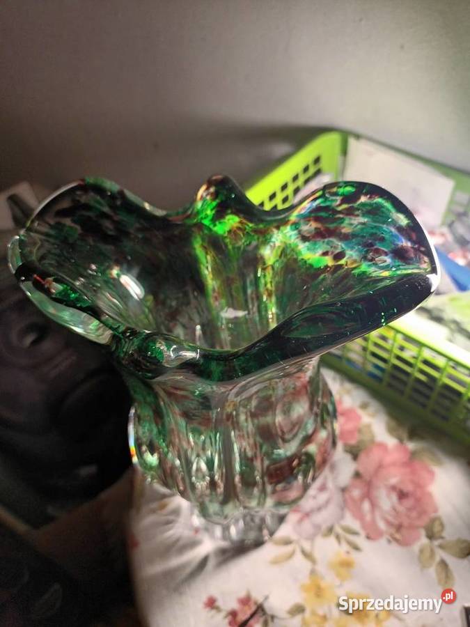 Wazon artystyczny z grubego szkła śląskie Bielsko-Biała