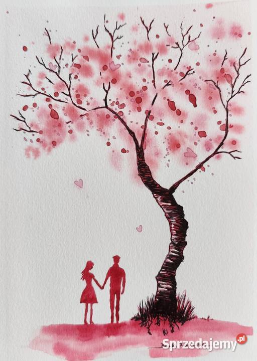 Akwarela Akwarelka Obraz pt Miłość w oprawie Warszawa