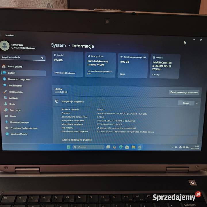 Dell E6430 i5 8gb ram 240ssd interfejs gold V3 Iława