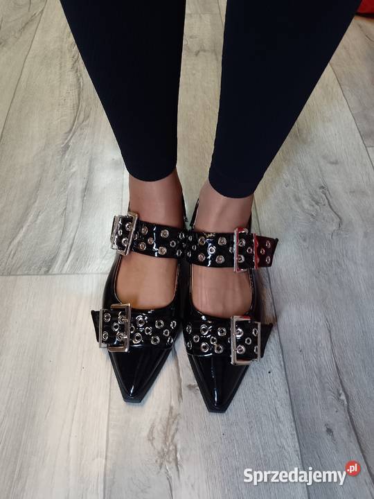 4041 Czarne baleriny wieczorowe z odkrytą piętą Kraków sprzedam