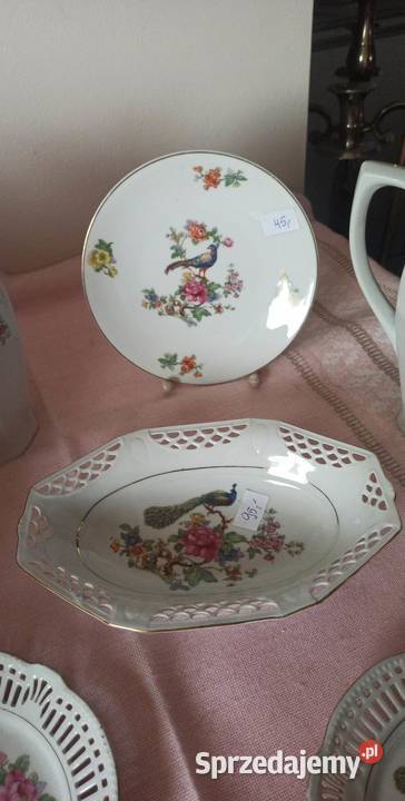 Patera Schwarzenhammer Z pawiem Porcelana i szkło Gdańsk