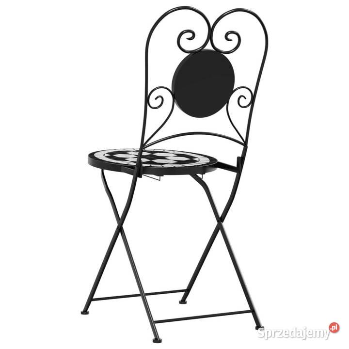Składane krzesła bistro 2 czarnobiałe ceramiczne sprzedam