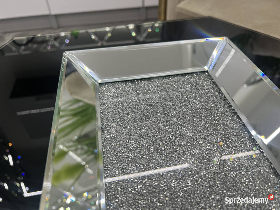 Lustrzana srebrna taca z kryształkami PREMIUM Wyposażenie wnętrz