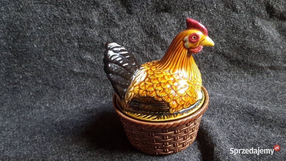 Duża ceramiczna kolorowa kura pudełko Myszków