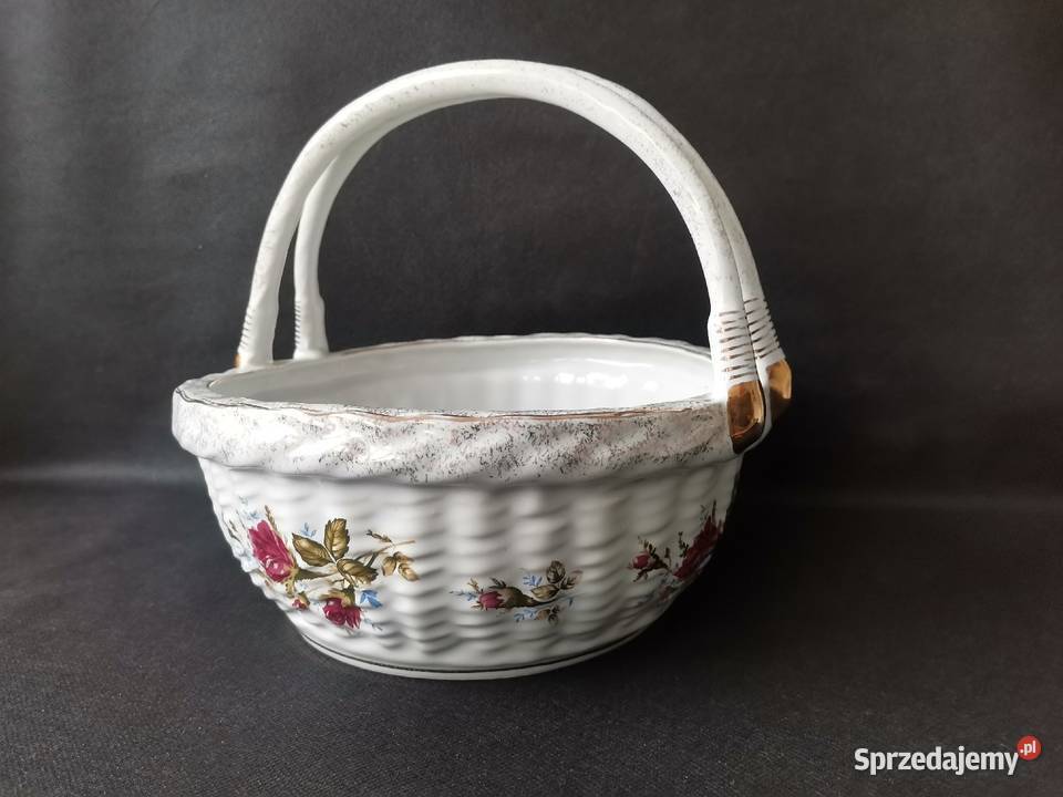 Stary duży koszyczek koszyk Iwona Róża ceramika Katowice