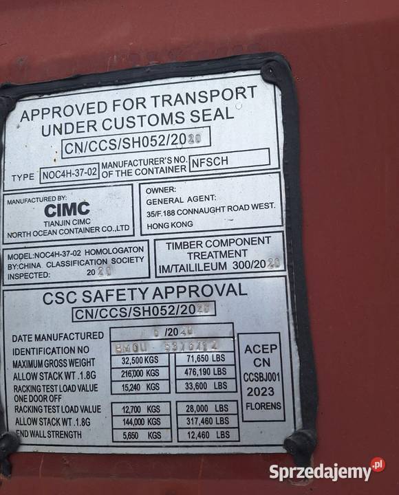 Kontener morski 12m 40HC Używany lubelskie Lublin