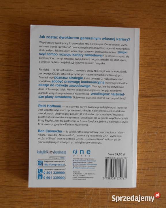 Reid Hoffman Ben Casnocha Jesteś startupem Kultura i Rozrywka Parczew sprzedam