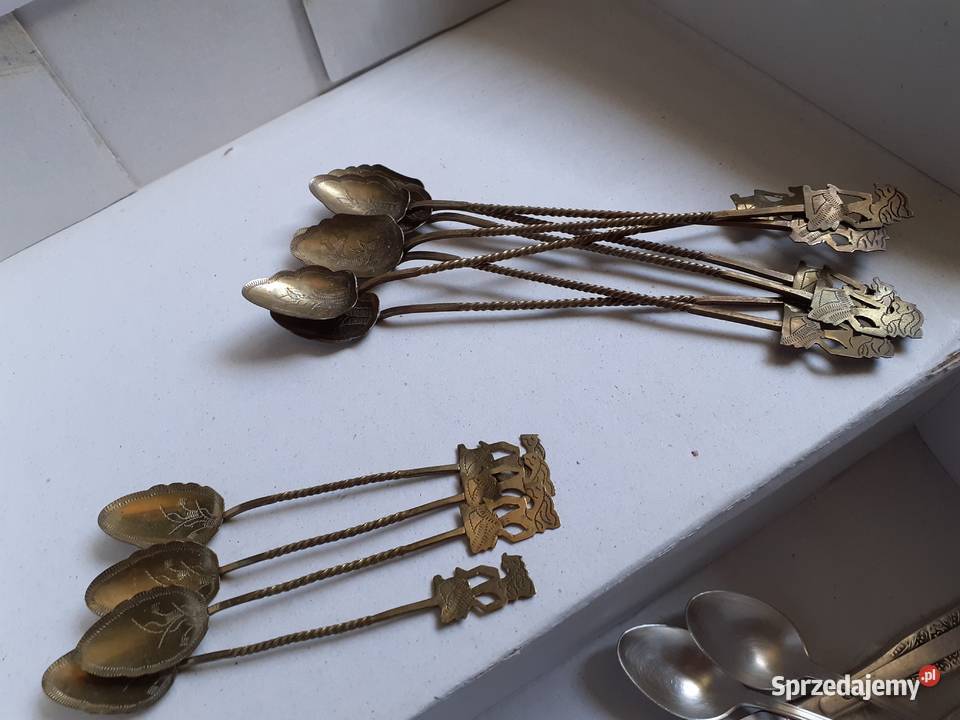 Łyżeczki deserowe staruszki mosiądz Warszawa