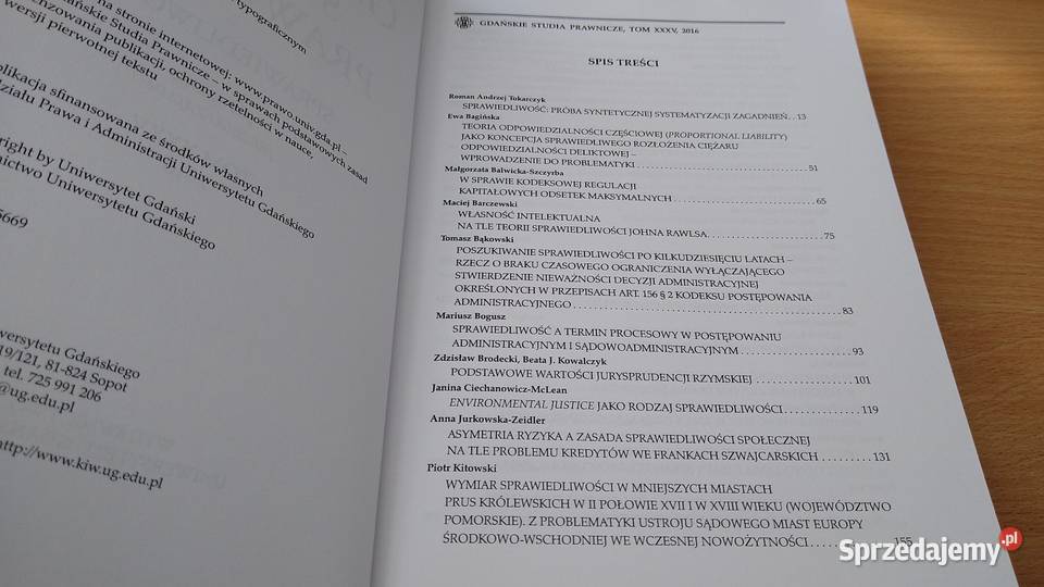 GDAŃSKIE STUDIA PRAWNICZE 35 2016 Sprawiedliwość Gdańsk sprzedam