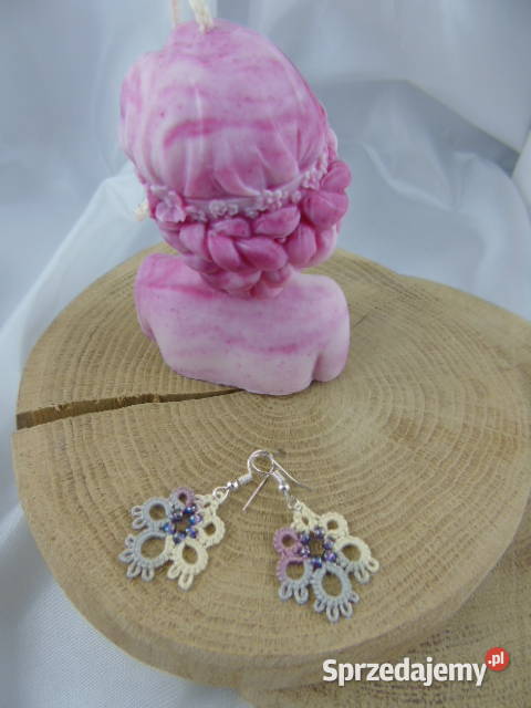 Kolczyki frywolitkowe różne wzory i kolory Wiśniowa