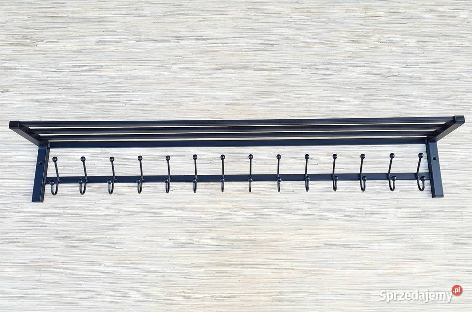 Wieszak 140 metalowy z półką czarny z metalu Siepraw