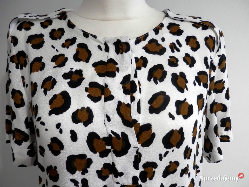 Sukienka Zara Trapezowa Kremowa Modny Nadruk Łomża