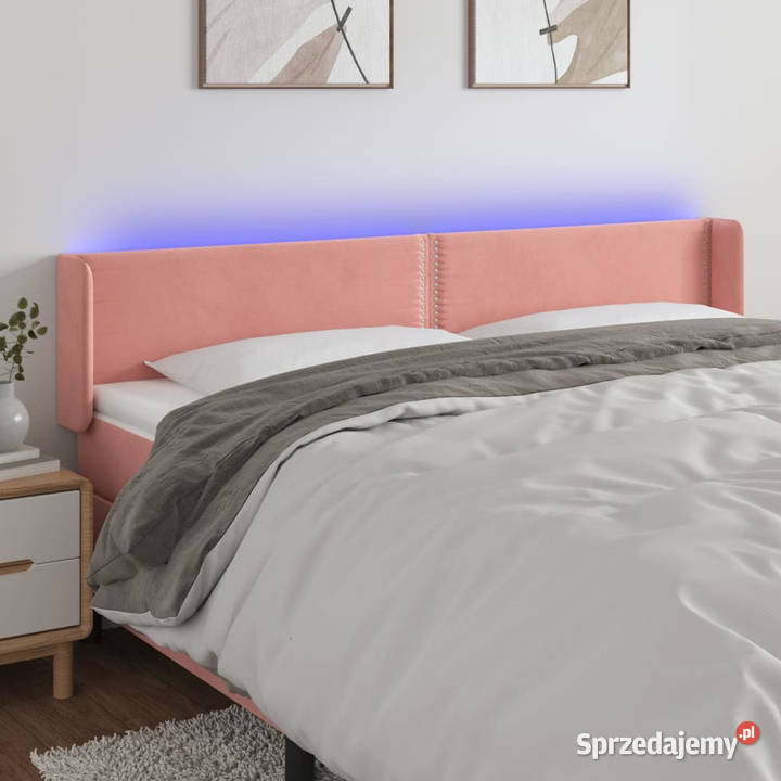 Zagłówek do łóżka z LED różowy 163x16x7888