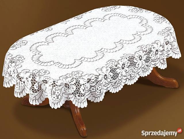 Biały obrus żakardowy 21566 Wystrój okien Wystrój okien