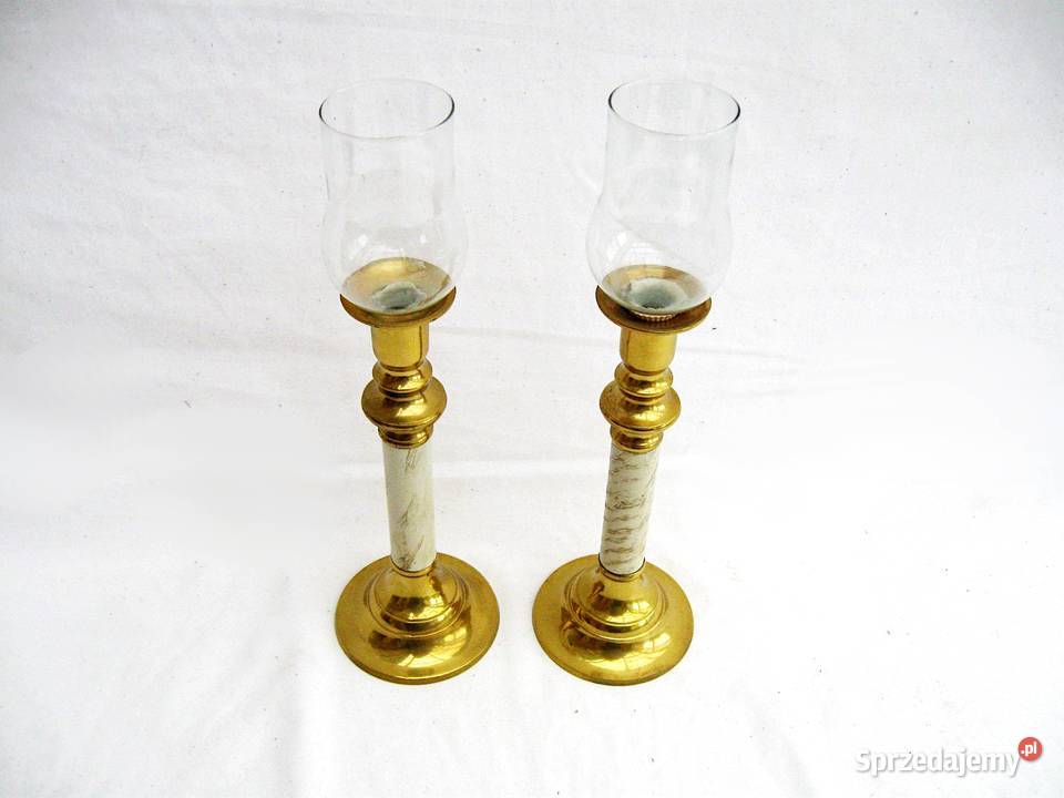 2 świeczniki ceramiczne mosiężne Porcelana i szkło Szczecinek sprzedam