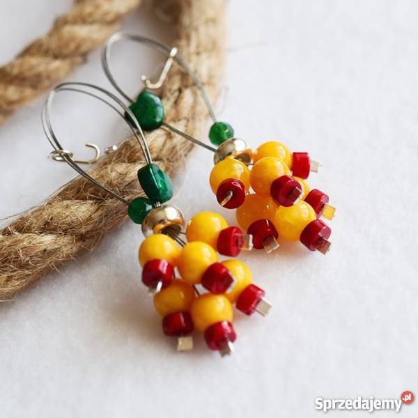 Kolczyki bukiety nefrytowych kwiatów Kolczyki