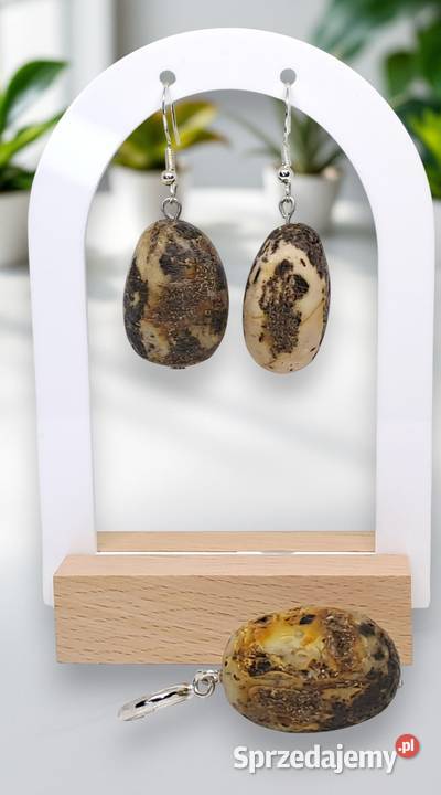 Komplet kolczyki i zawieszka z bursztynu bryłki mazowieckie Warszawa sprzedam