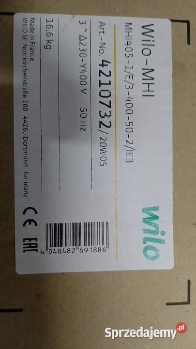 Pompa Wilo MHI 4051E3400502 Płachty sprzedam