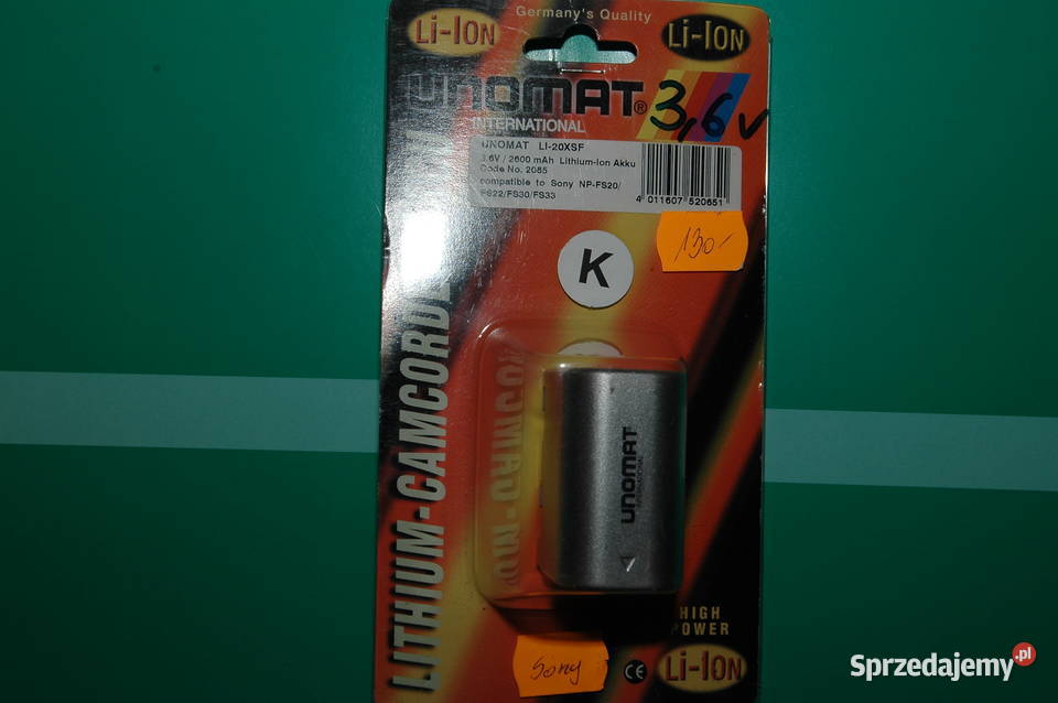 bateria Unomat do kamer Sony NPFS20223033 Gdynia