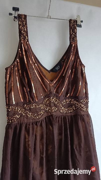 Brązowa sukienka retro vintage 36 uk 10
