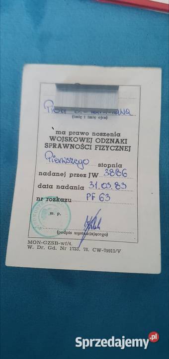 Legitymacje do odznaczeń Militaria wielkopolskie