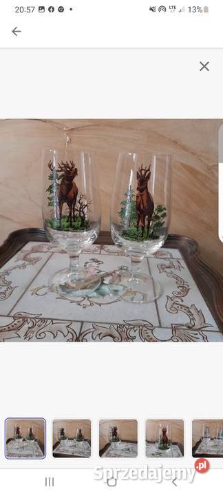 2 kieliszki szklane do szampana motyw jelenia Maków Mazowiecki
