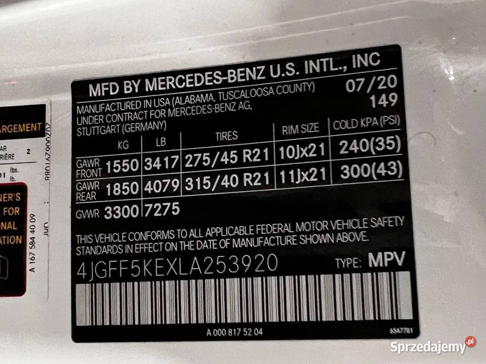 2020 MERCEDESBENZ GLS 450 4MATIC 381KM