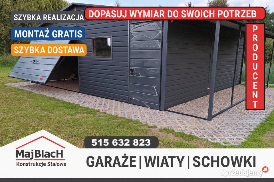 Mały Garaż Blaszany z zadaszeniem bocznym Garaże Końskie