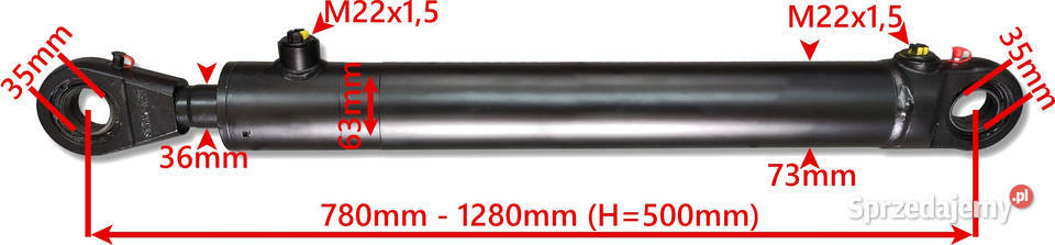 Siłownik Hydrauliczny 63x36 SKOK 500 MOCOWANIE Części i osprzęt rolniczy kujawsko-pomorskie