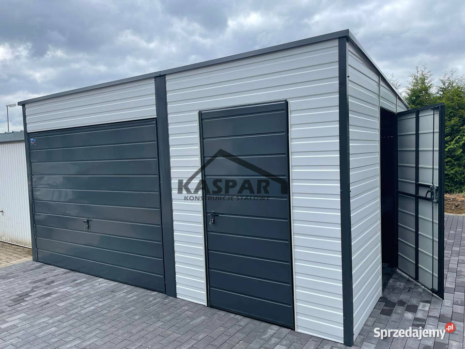 Garaz blaszany 5x6 2x Brama uchylna 2x drzwi Sprzedaż Piła