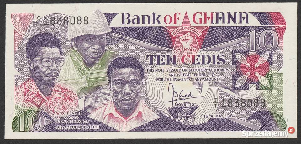 Ghana 10 cedis 1984 stan bankowy UNC Łódź