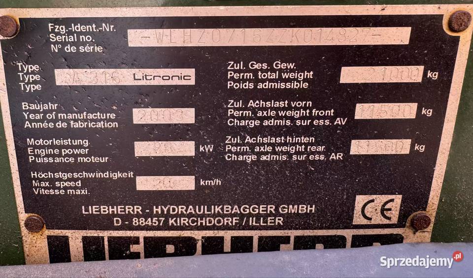 Liebherr a316 litronic industrie podnoszona Pleszew sprzedam