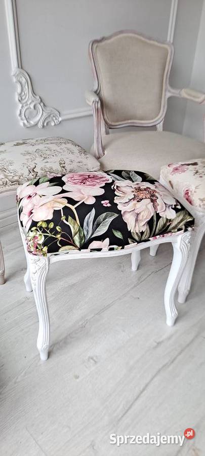 Stylowa pufa podnóżek stołek róża kwiaty Schabby Szczecin