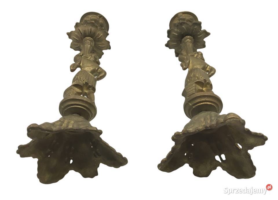 Stare mosiężne świeczniki komplet