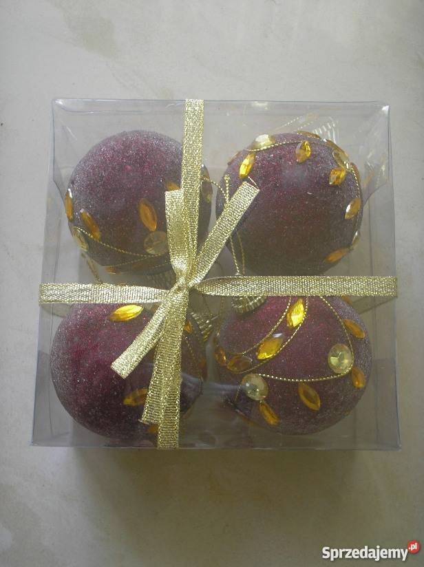 Brokatowe bombki choinkowe zestaw 4 sztuk Kraków