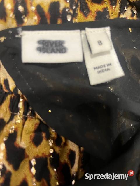 river island sukienka modny wzór panterka print żółty/złoty Choszczno
