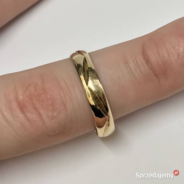 OBRĄCZKA męska z żółtego złota 585 14K ZDOBIONA złote