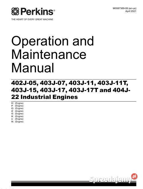 Perkins 402J05 403J07 403J11 403J11T instrukcja