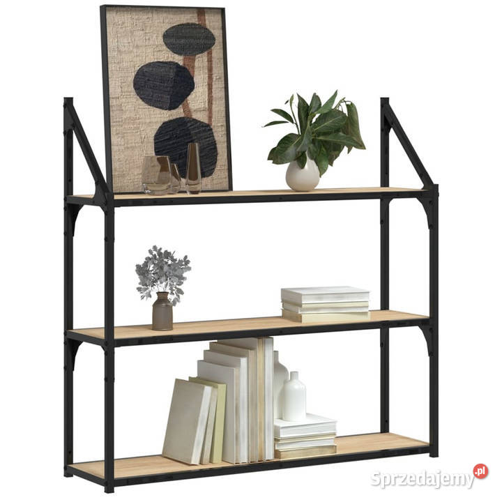 Regał ścienny z 3 półkami dąb sonoma 80x21x785 mazowieckie Warszawa