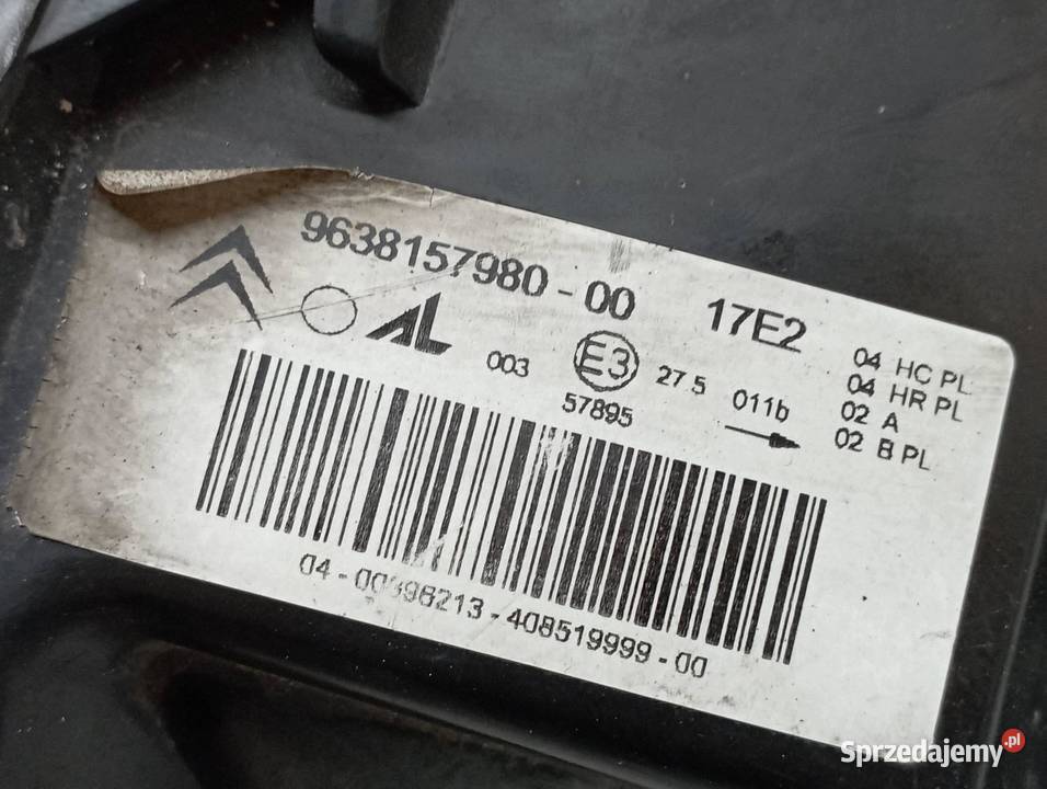 LAMPA PRZÓD LEWA EU LIFT 9638157980 Citroen osobowe świętokrzyskie